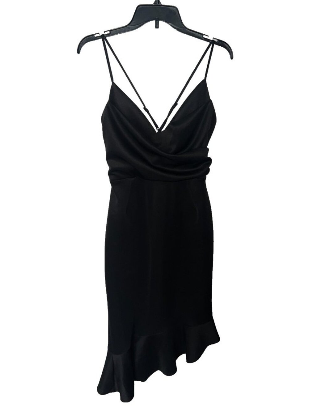 Asos Dress Women's 12 Black long Ruffle Asymmetric Hem Open Back NEW Party